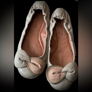 See By Chloe Zipper Bow Blush (pink/tan) Leather Ballet Flats 38.5